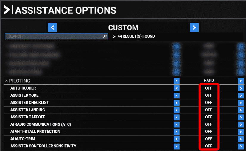 MSFS Assistance Options